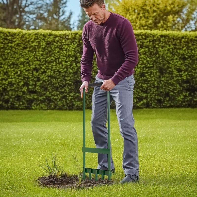 Lawn Aerator 30cm Wide Manual with Non-Slip Handle, Steel