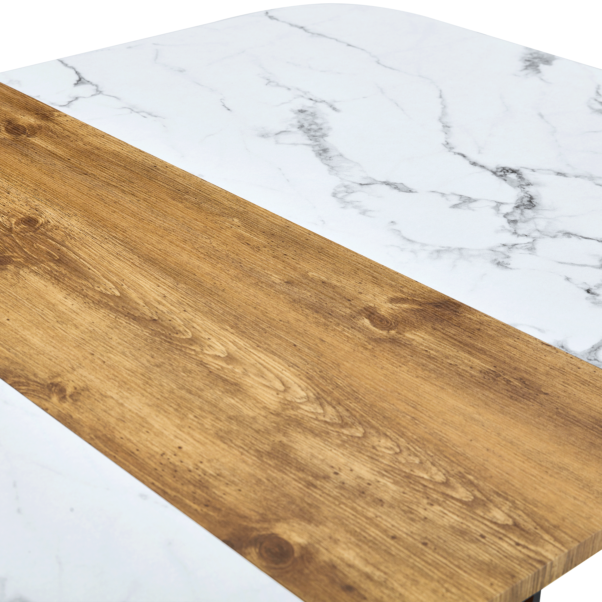 Extendable Dining Table Space-Saving Wood Grain 4-6 Person Black/Metal