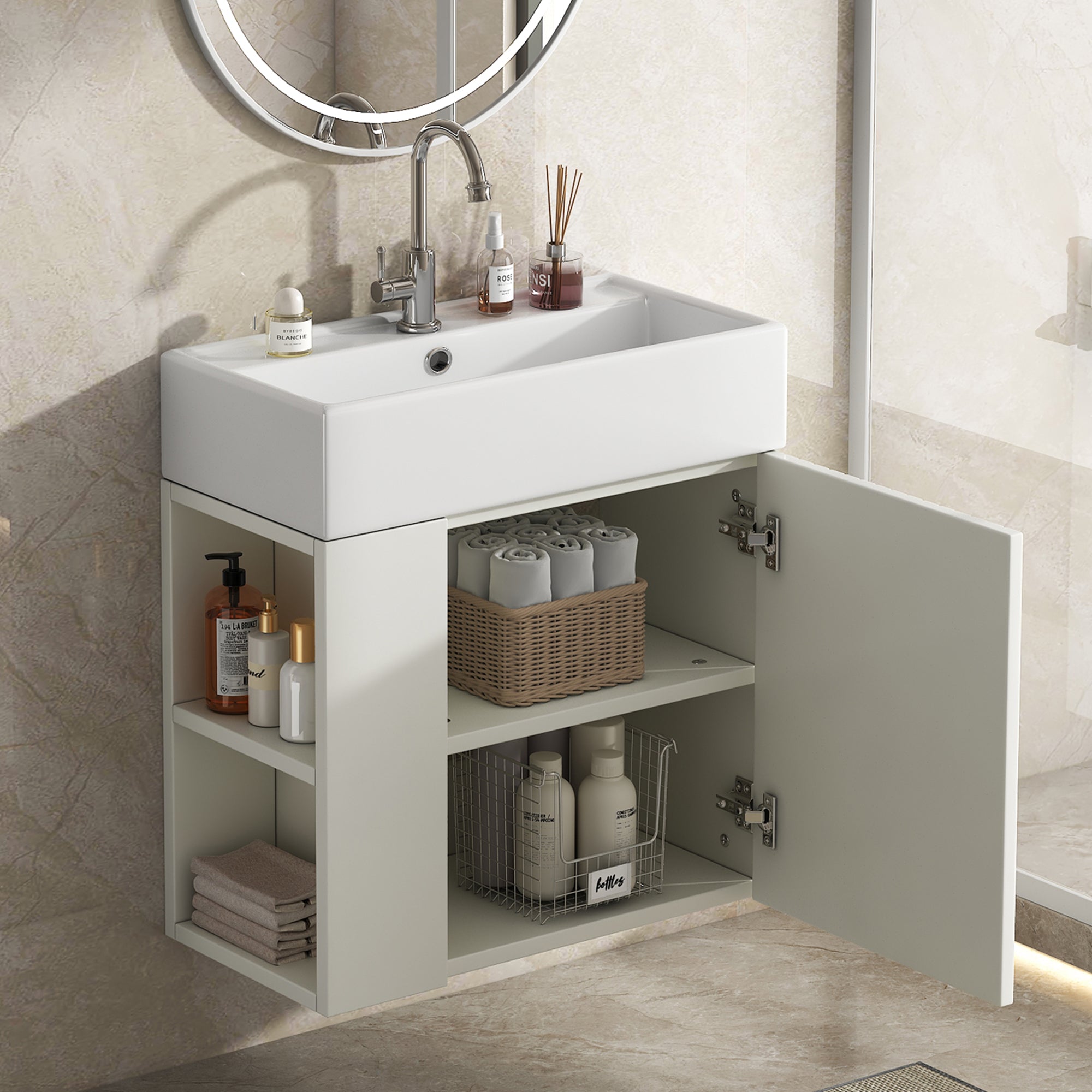 Bathroom Furniture Washbasin with Vanity Unit 55cm, Hanging White