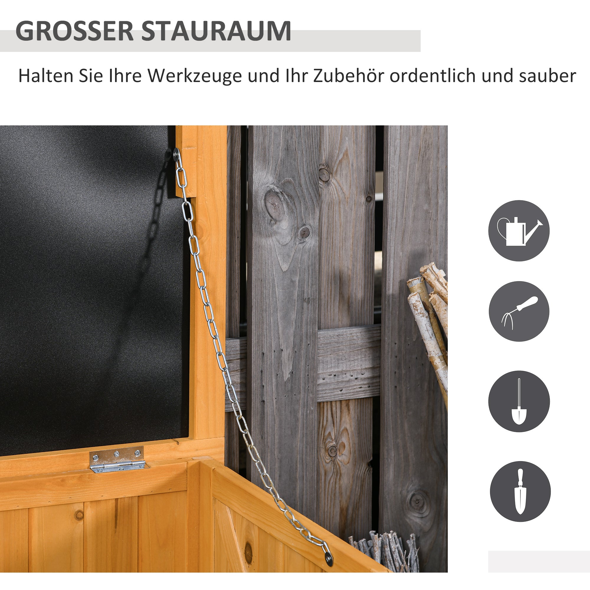 Garden Shed Tool Storage Cabinet Water-Resistant Durable Large Capacity 127x56x60cm Fir Wood Yellow