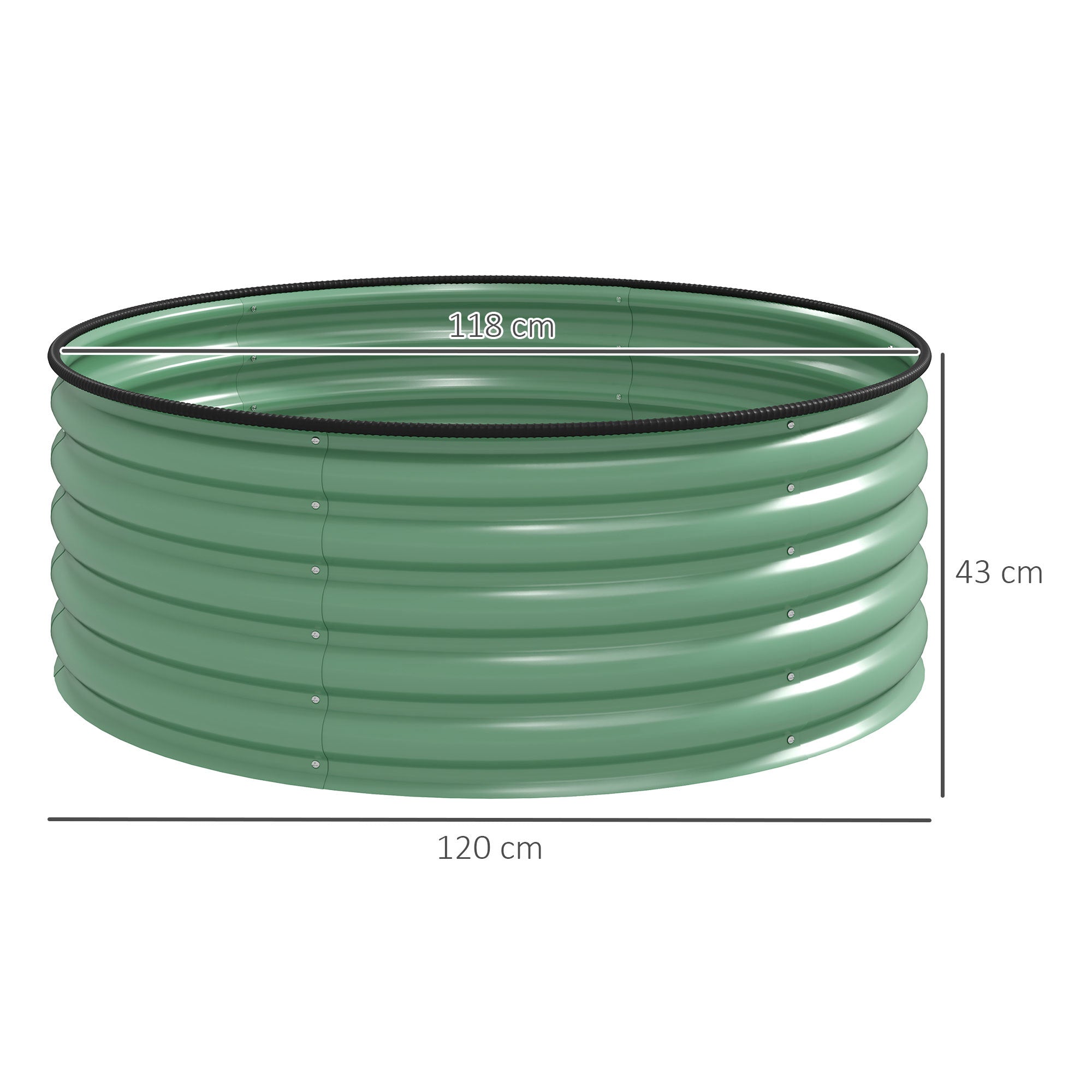 Galvanised Raised Garden Bed with Safety Edging Planter Box, Light Green