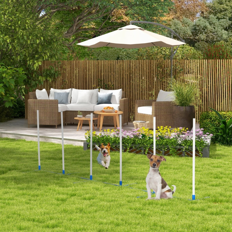 Dog Agility Training Set with Adjustable Obstacle Course, 6 Weave Poles, Storage Bag