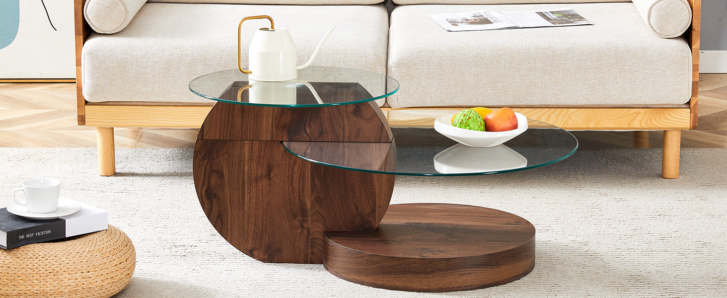 Coffee Table Modern Minimalist Multi-Layer Tempered Glass & MDF