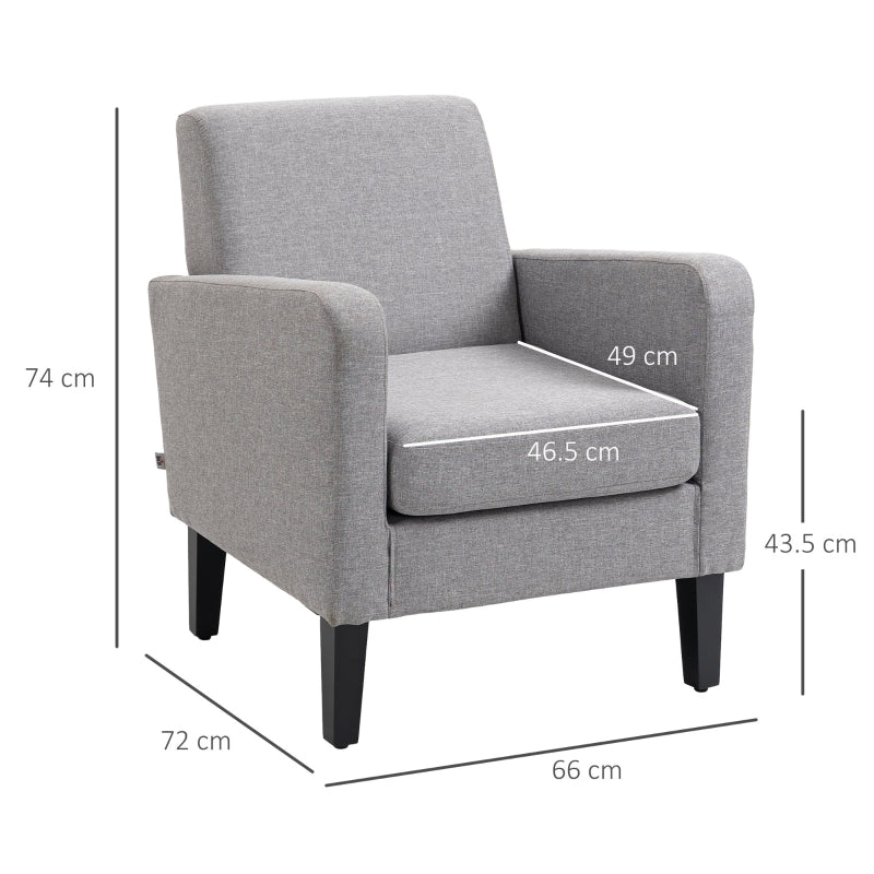 Linen-Look Boxy Armchair - Light Grey