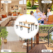 Foldable Beer Garden Set 220 cm 3-Piece Space-Saving - Solid Pine