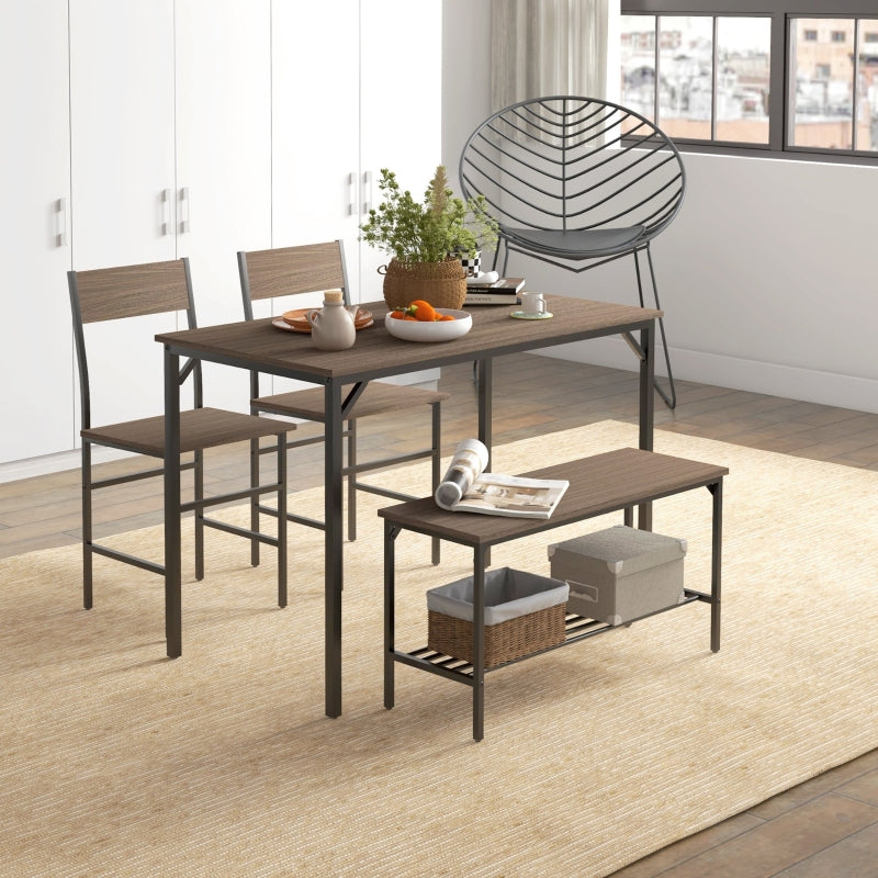 Four-Piece Dining Set, Table, Chairs and Bench