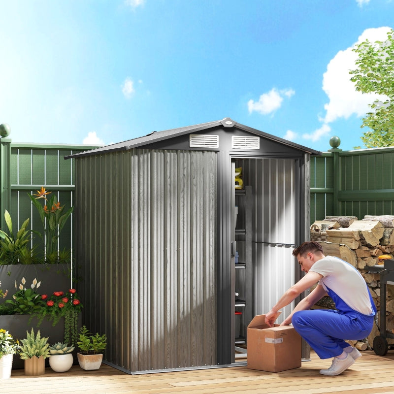 Outdoor Garden Storage Shed 4.3 x 5ft Grey Wood Effect