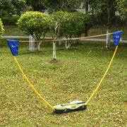 Badminton Net with Stand, Portable for Badminton with 4 Rackets, Yellow and Blue