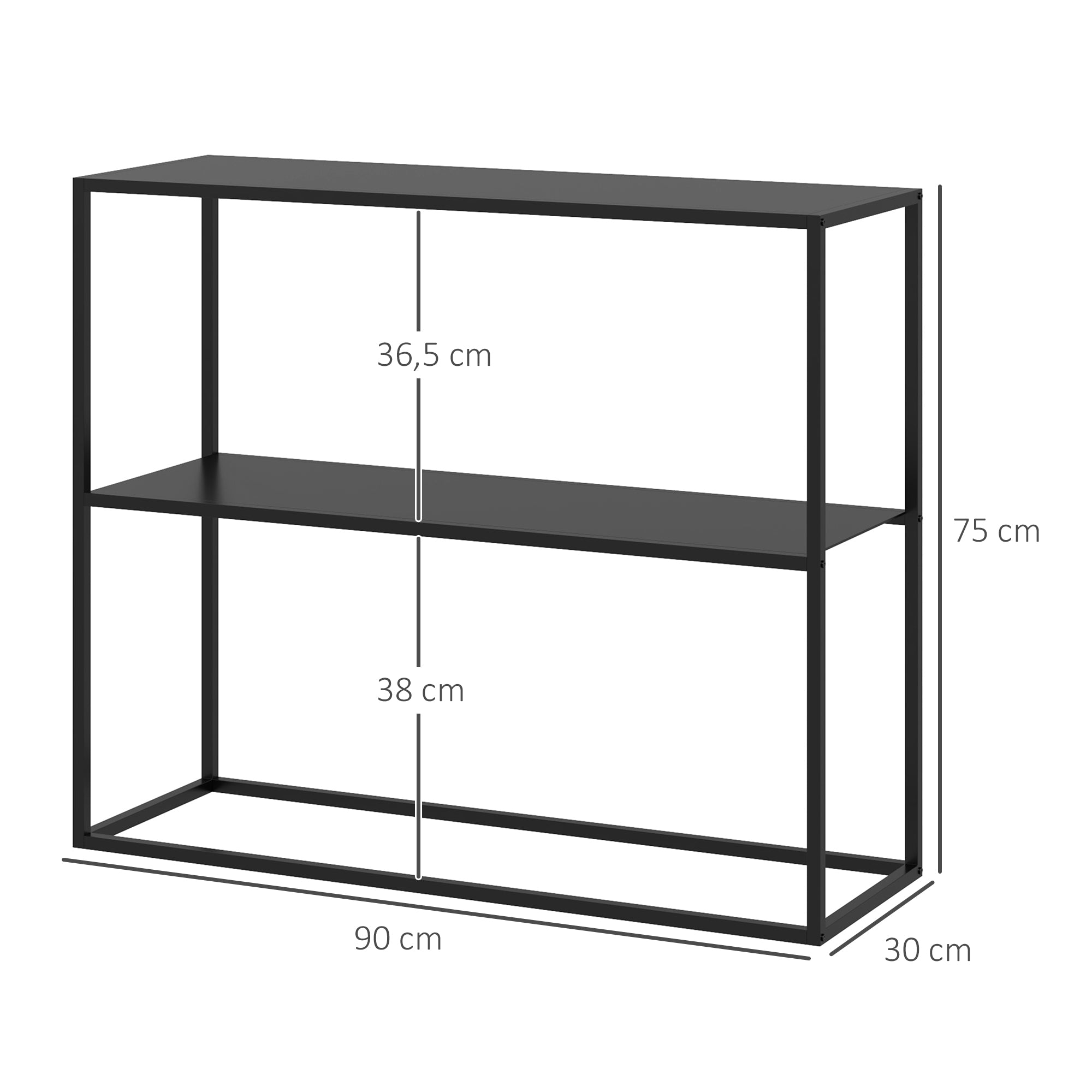 Console Table, 2 Levels, Anti-Tip Device, Steel