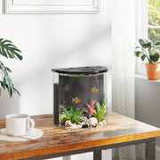 3L Small Fish Tank, Filter System LED Light for Betta Goldfish Shrimp, Black
