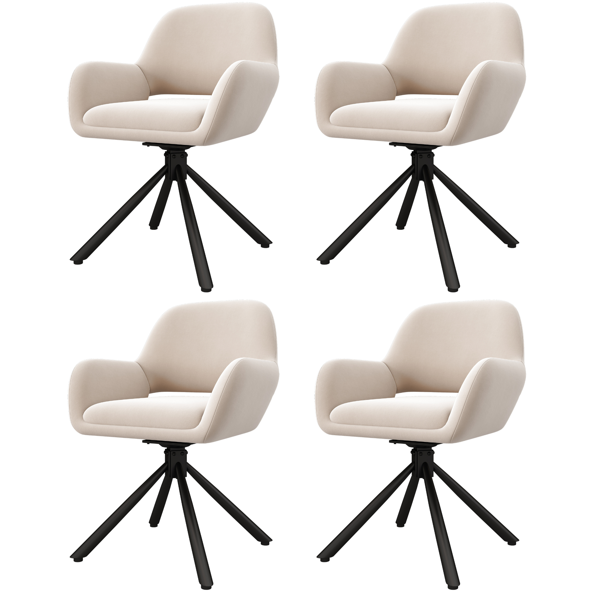 Dining Room Set with Extendable Storage Table and 4 Velvet Chairs, White