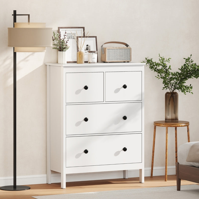 chest of drawers, 4 drawers for clothes and linen, chipboard white