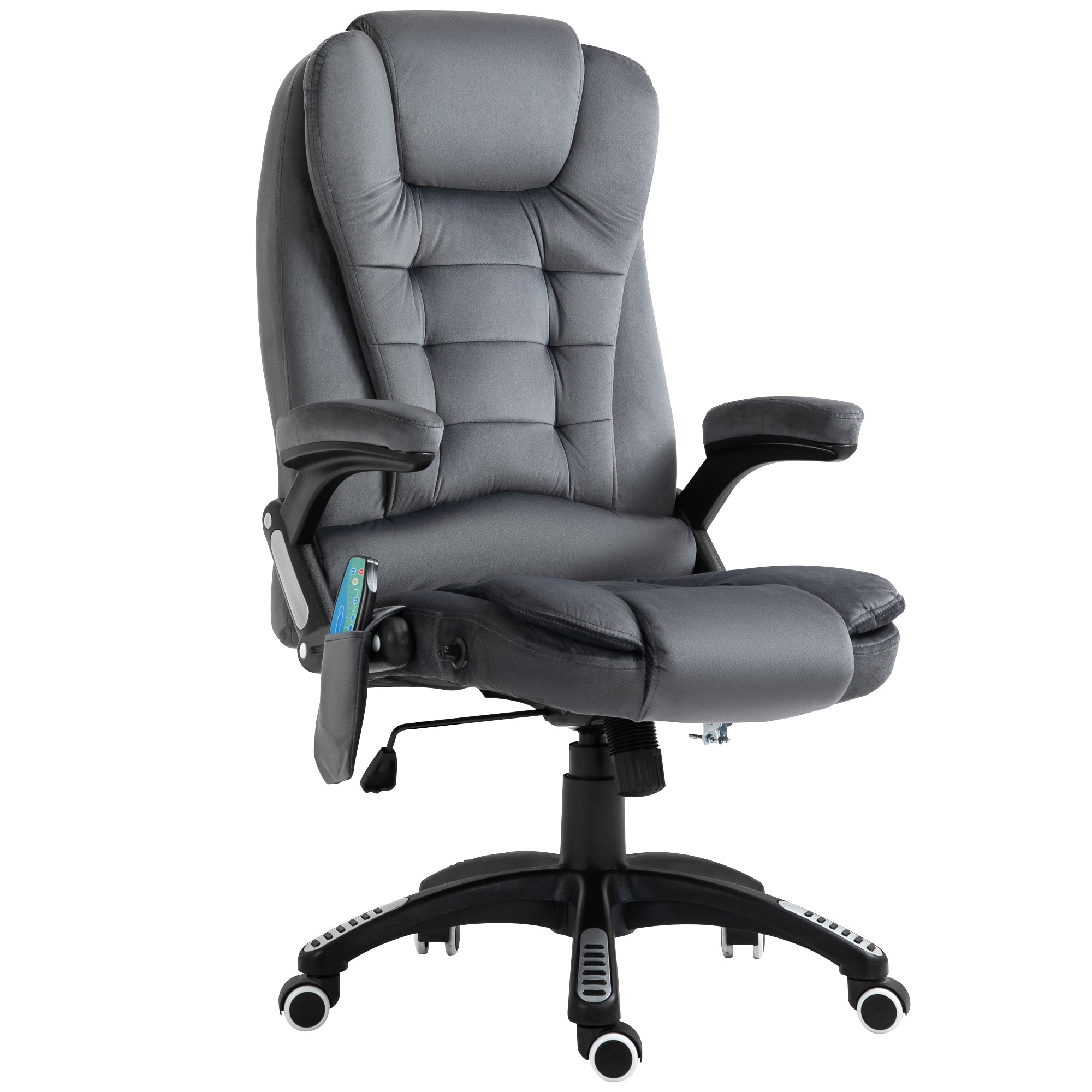 Massage Recliner Chair, Heated Office with Six Massage Points, Velvet-Feel Grey