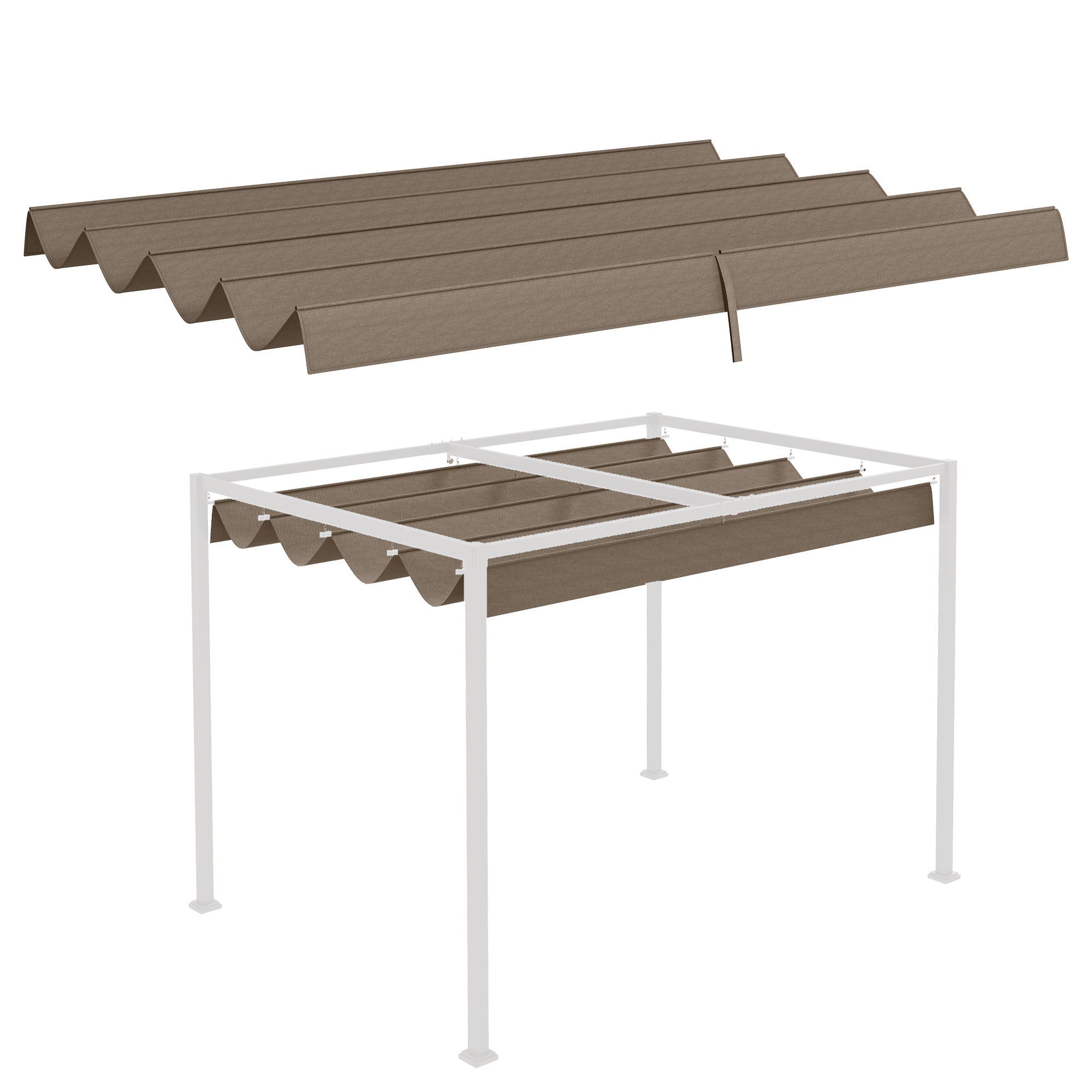Replacement Roof for Pergola, Water-Resistant Retractable Wave Canopy, UV Protection 30+