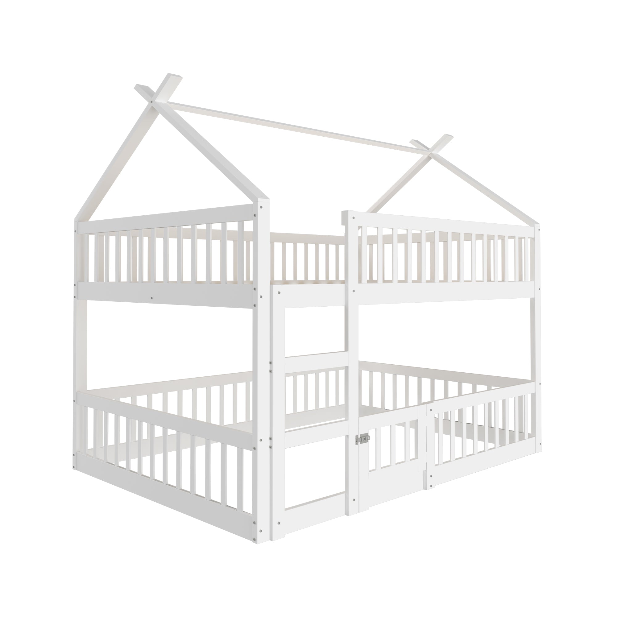 Children's Bunk Bed, 140x200, Stairs, Loft Design, Solid Wood, White