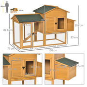 Bantam Chicken Coop with Run & Nesting Box, Fir Wood Yellow Green