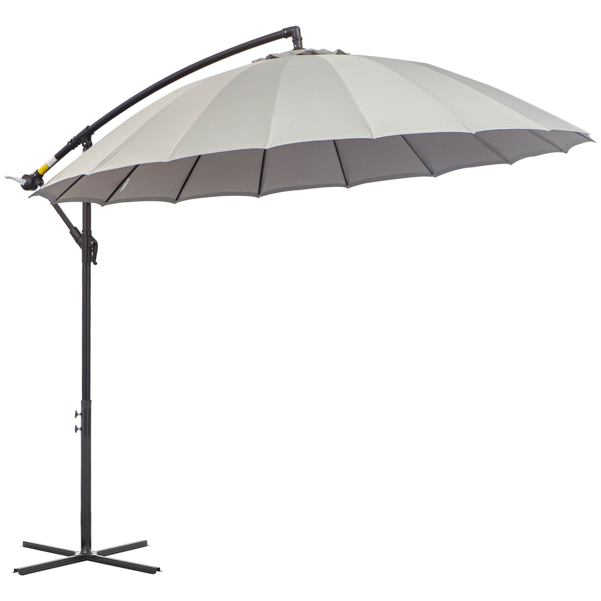 Cantilever Umbrella 3m 18 Ribs Vents Adjustable Patio Light Grey