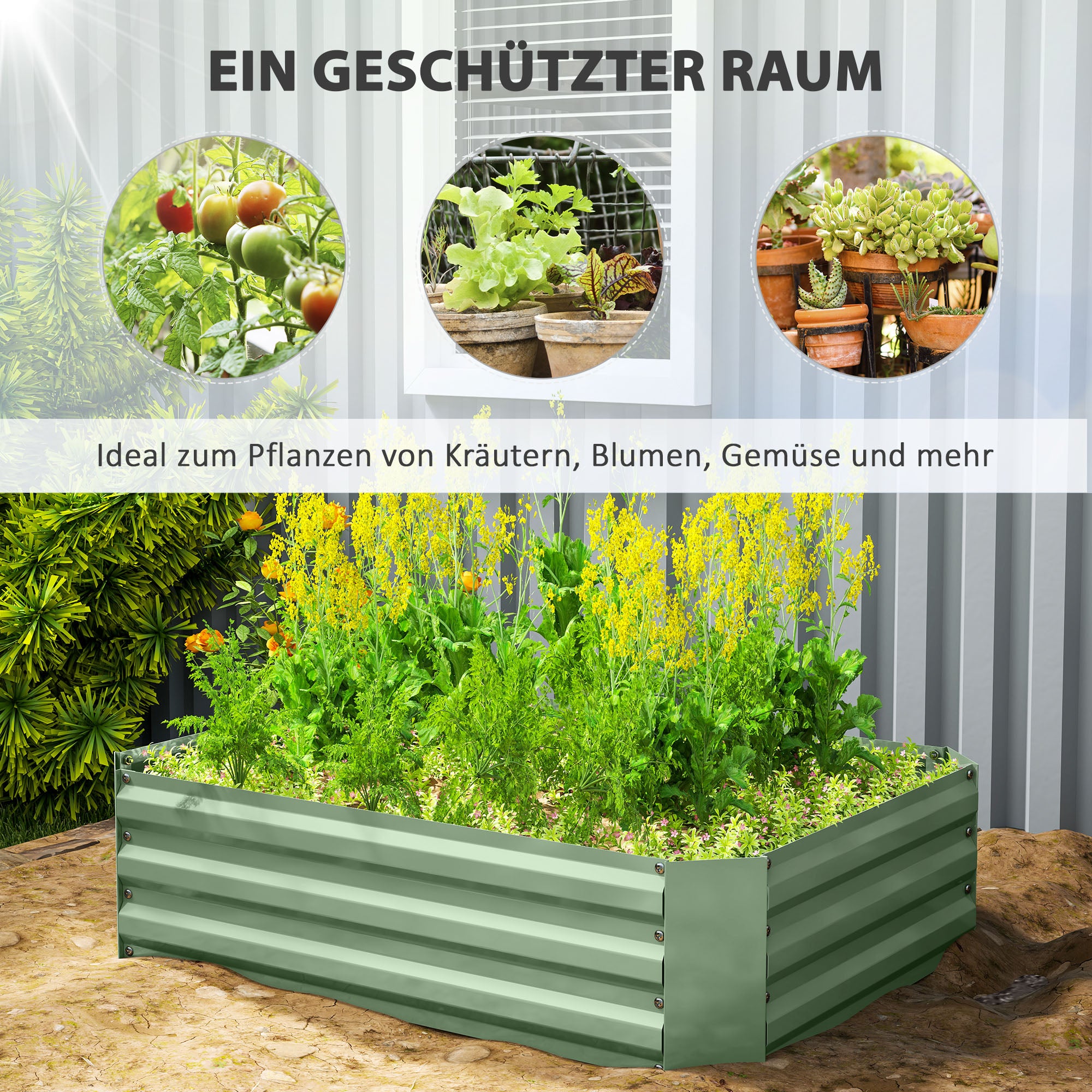 Raised Bed, Steel Planting & Vegetable Garden, 120x90x30cm, Steel
