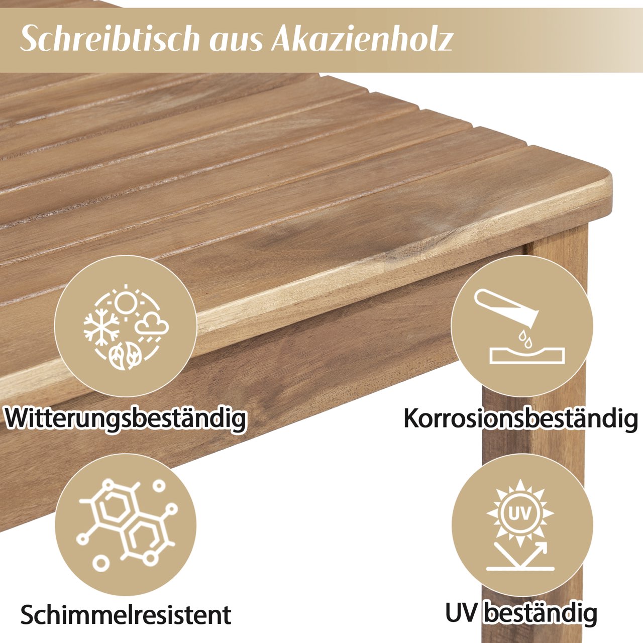 Garden Dining Set with 1 Table and 6 Chairs, Solid Wood and Beige