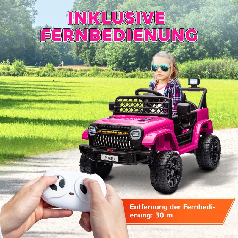 Children's Electric Car, 12V 2 Motors with Remote Control and LED Music, Pink