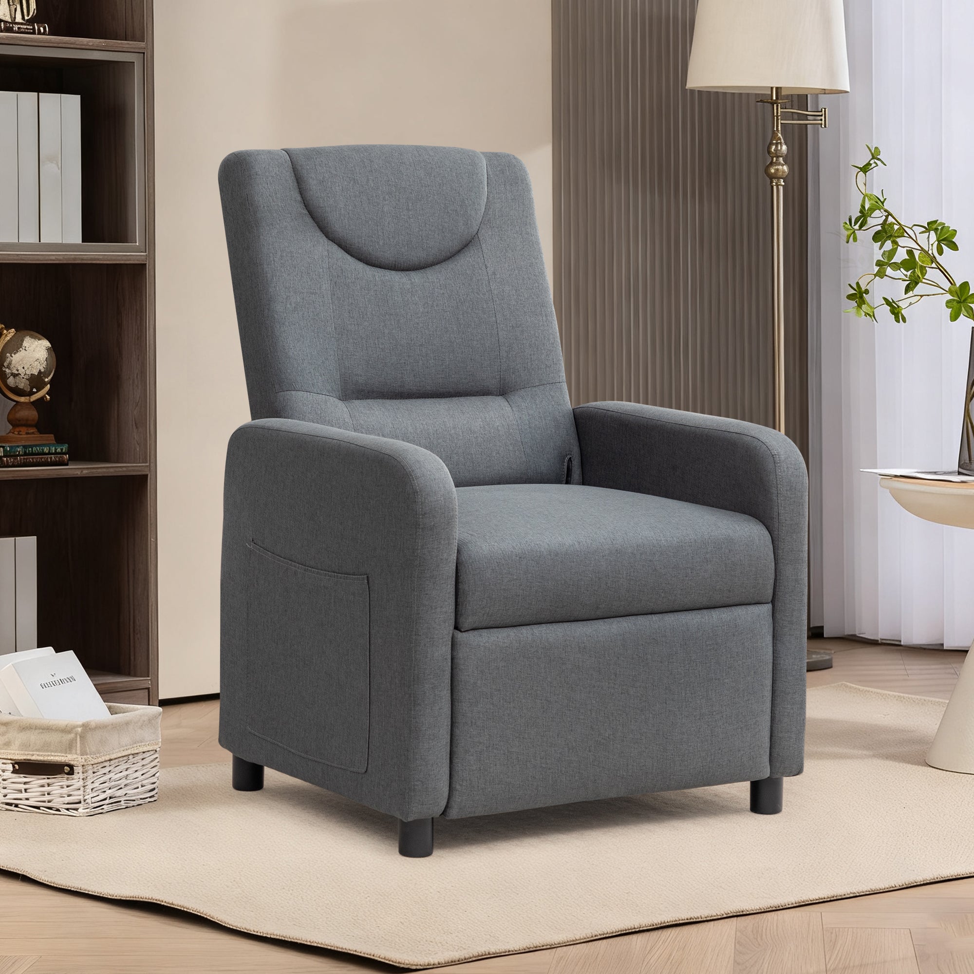 Reclining Armchair, Adjustable Recliner with Reclining Function, Dark Grey