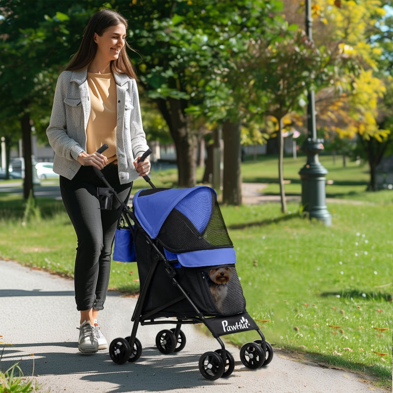Dog Stroller, Foldable Buggy for Dogs & Cats, 4 kg, Dark Blue