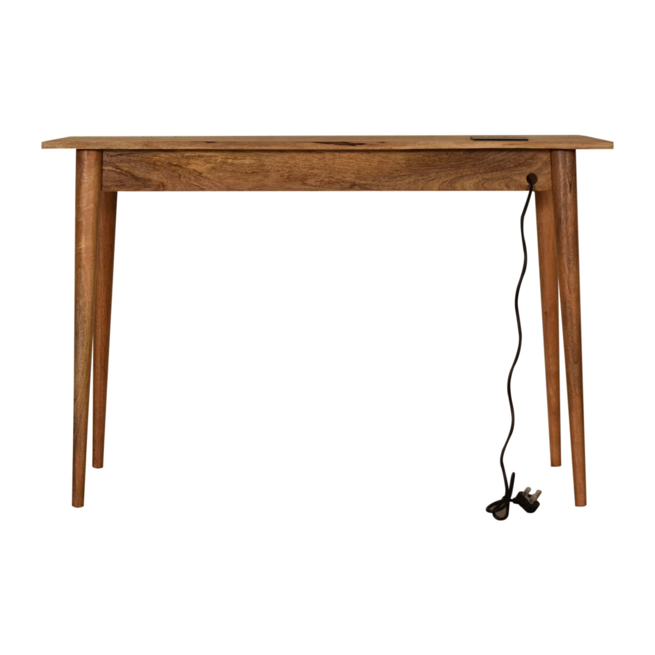Solid Wood Writing Desk 2 Drawer Cable Brown