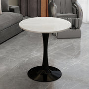 Coffee Table Round Marble Top Mid-Century Modern 27.6-inch - Black