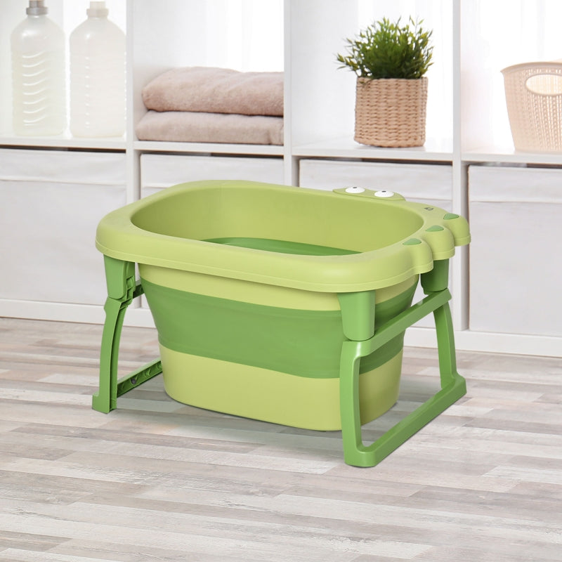 Foldable Baby Bathtub with Stool Green TPU