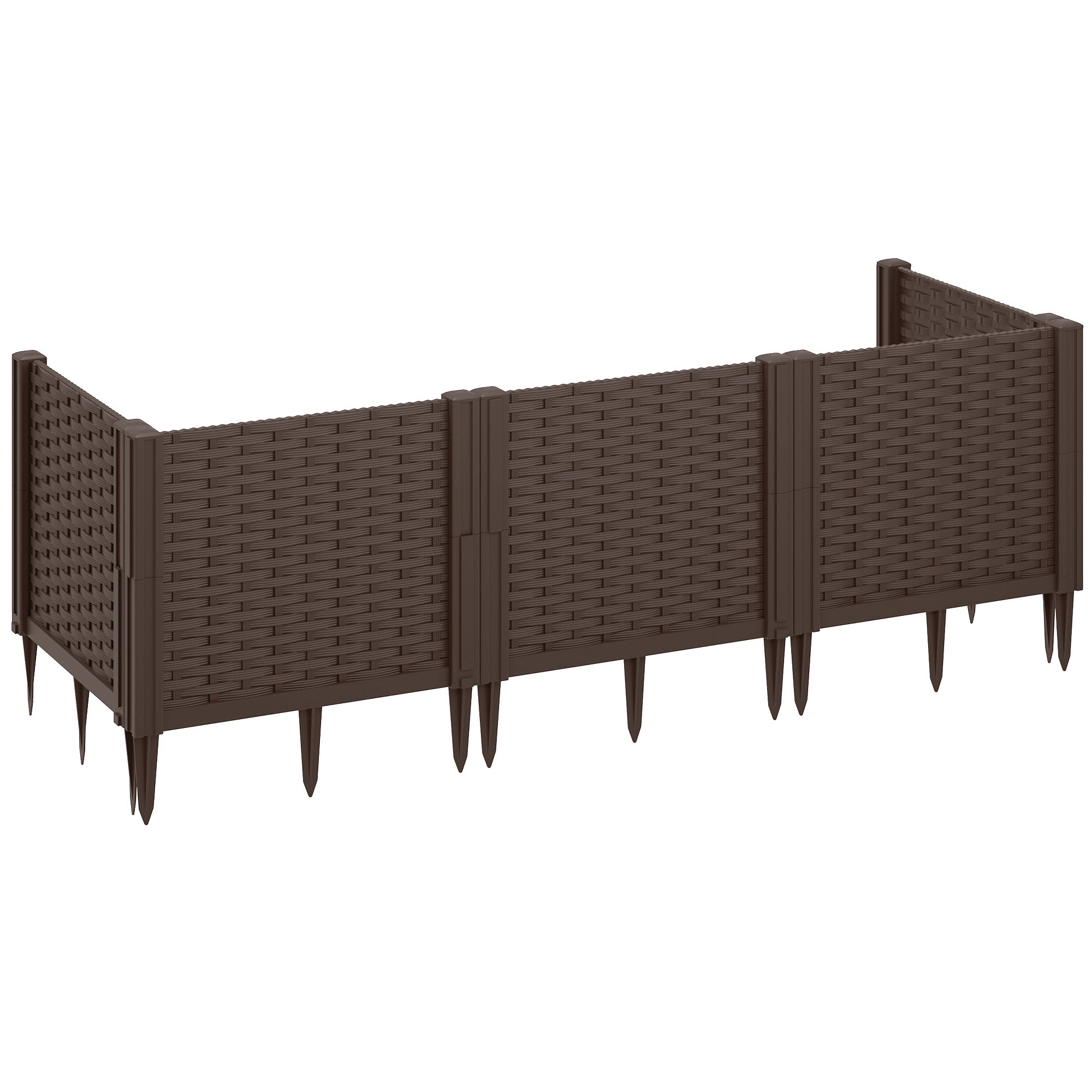 Plastic Raised Garden Bed, Modular Planter Box Kit Garden Fence Edging Border, Brown