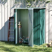 Metal Garden Storage Shed 5ft x 3ft, Sloped Roof & Lockable Door, Green