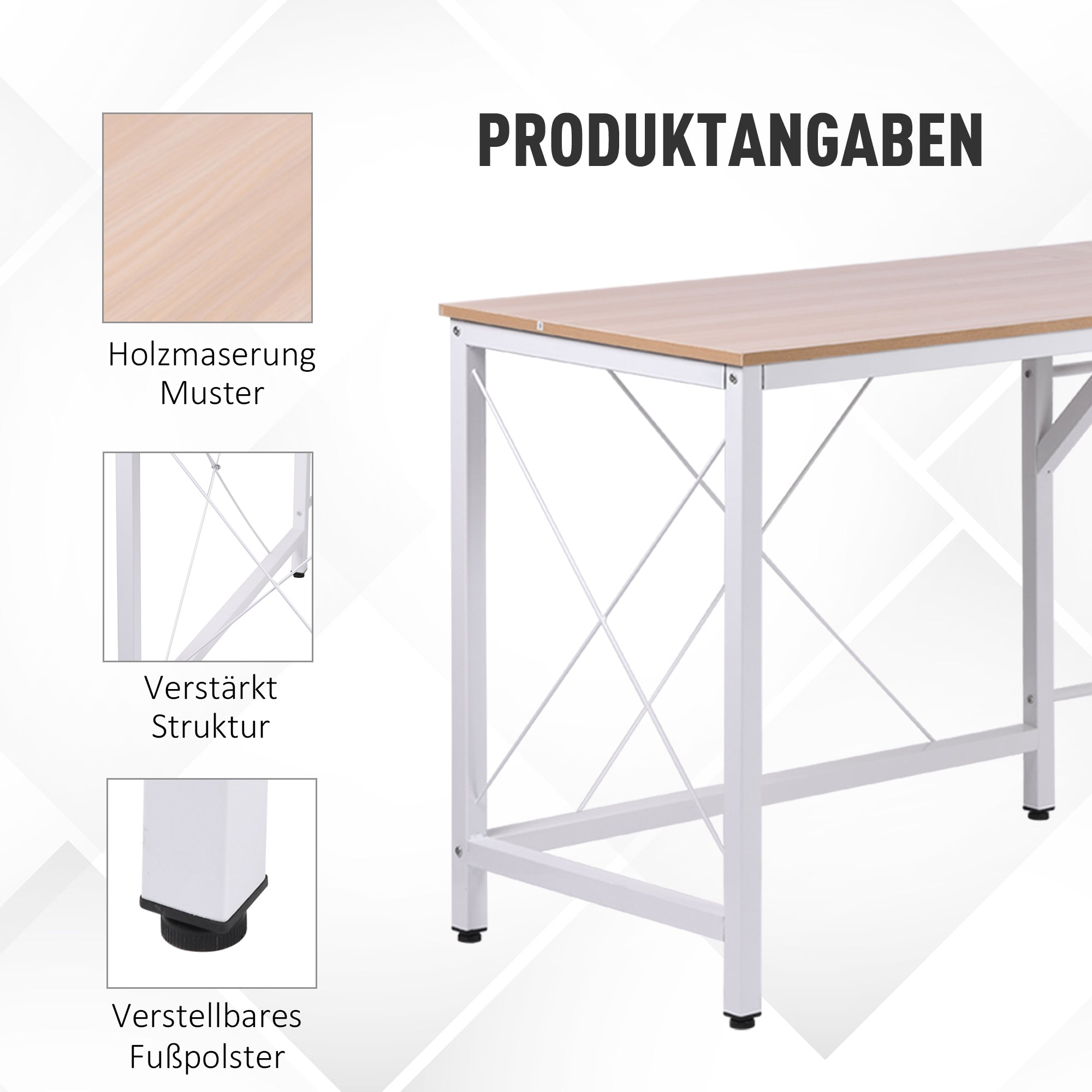L-Shaped Corner Desk 150x150cm Home Office MDF Natural Color