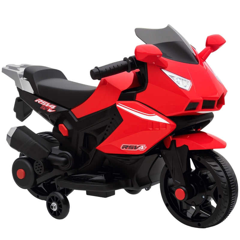Electric Motorcycle for Children with Horn, Headlight and Music, 2.5 km/h, Red