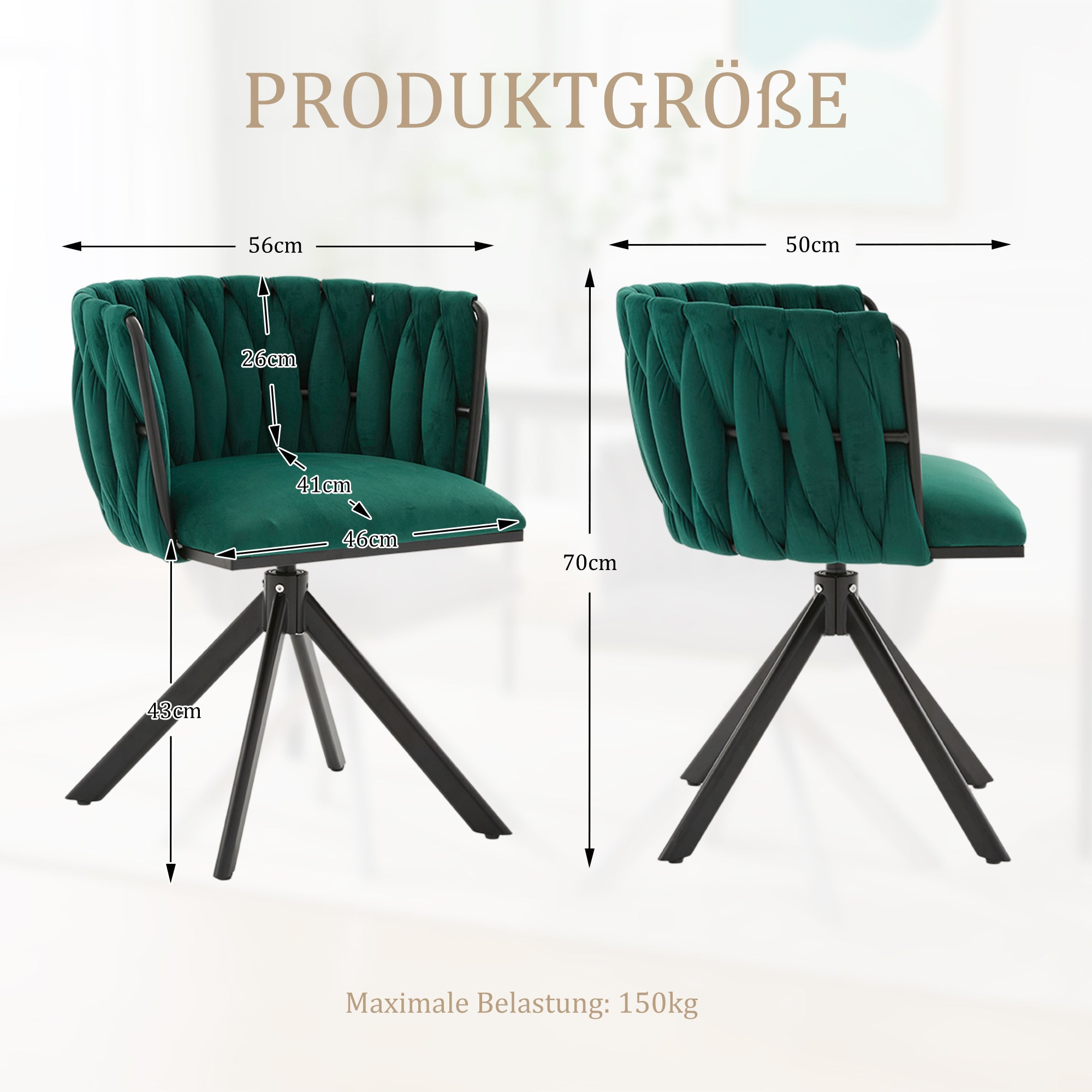 Velour Armchair, Heavy-Duty Metal Frame, 180° Swivel, Ergonomic, Velvety