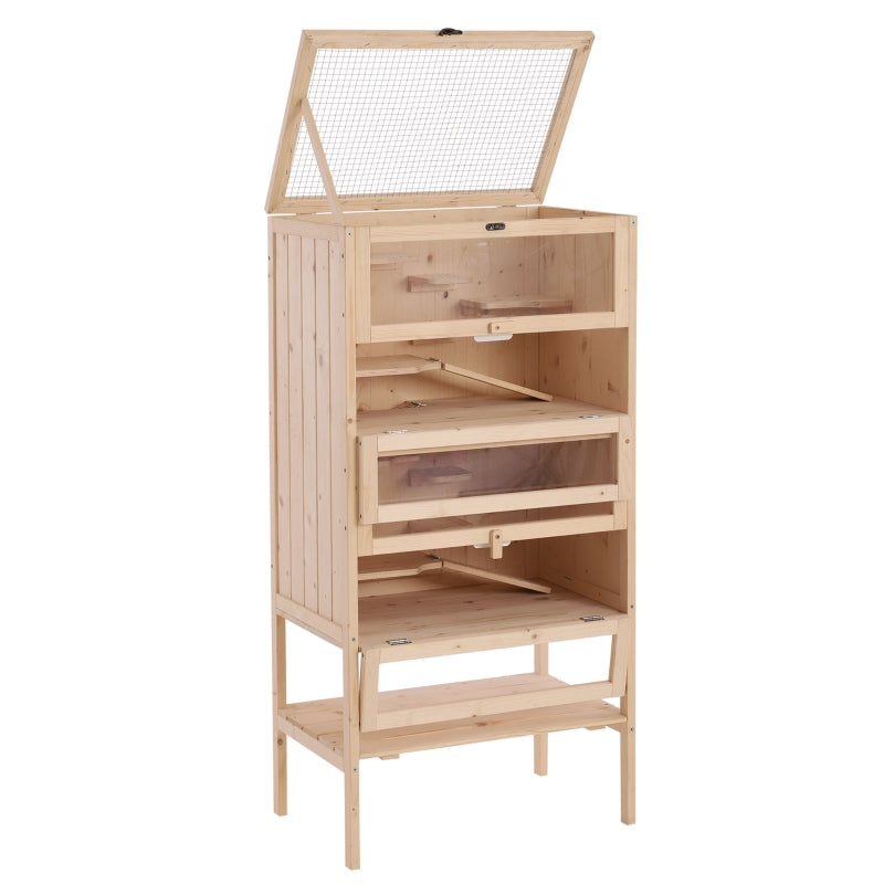 Hamster Cage, Large 4 Layers with Tall Bottom & Storage Shelf, Wooden