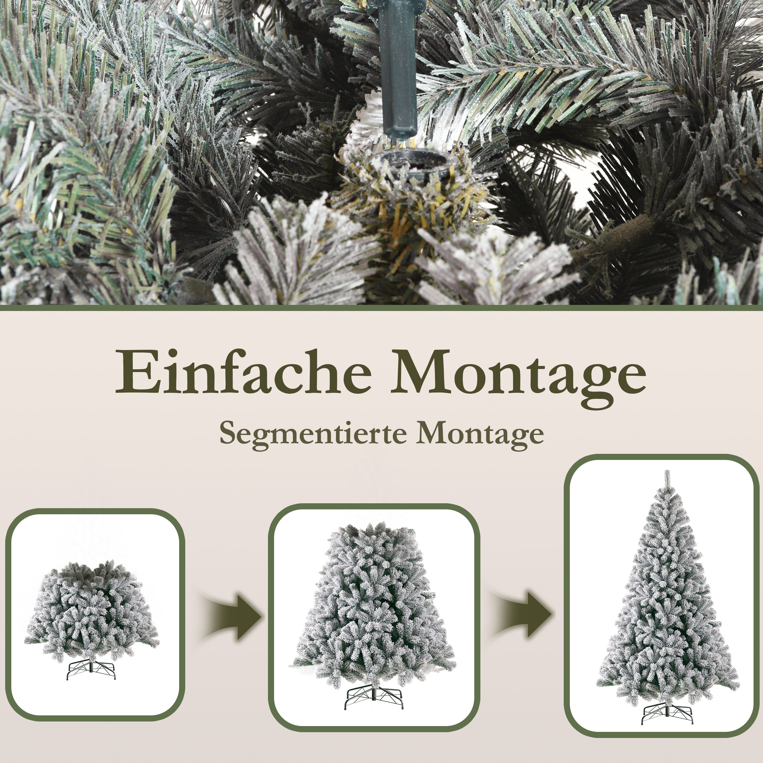 Artificial Christmas Tree 210cm Snow Fir 1298 Tips, 100% PVC