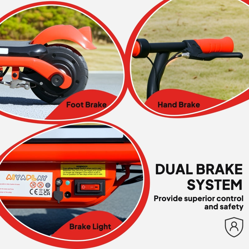 Electric Scooter for Kids, Aged 6-14 Years, with Colourful Lights, Red