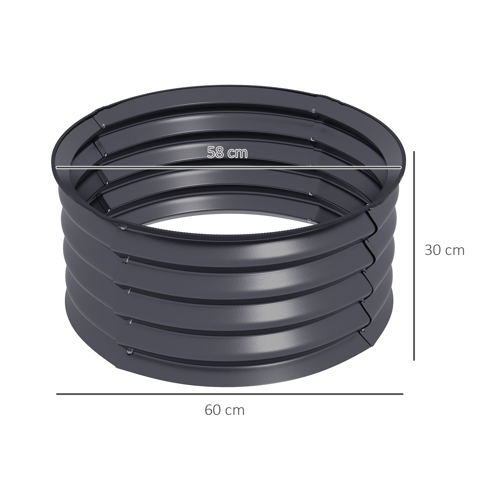 Raised Garden Bed, Metal Planter Box with Safety Edging, Dark Grey