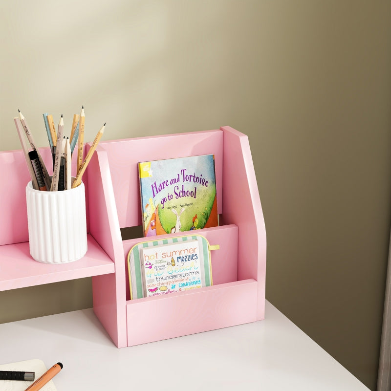 Two-Piece Kids Desk and Chair Set with Storage, Ages 5-8 Years - Pink