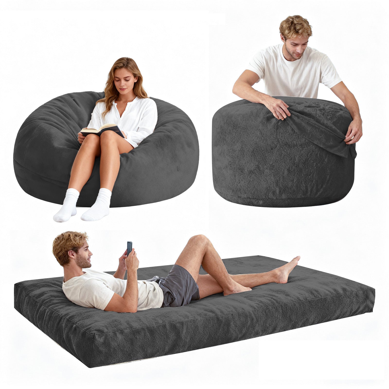 DBC-SHENHUI Convertible Bean Bag Chair Bed - 2-in-1 Lounge Solution