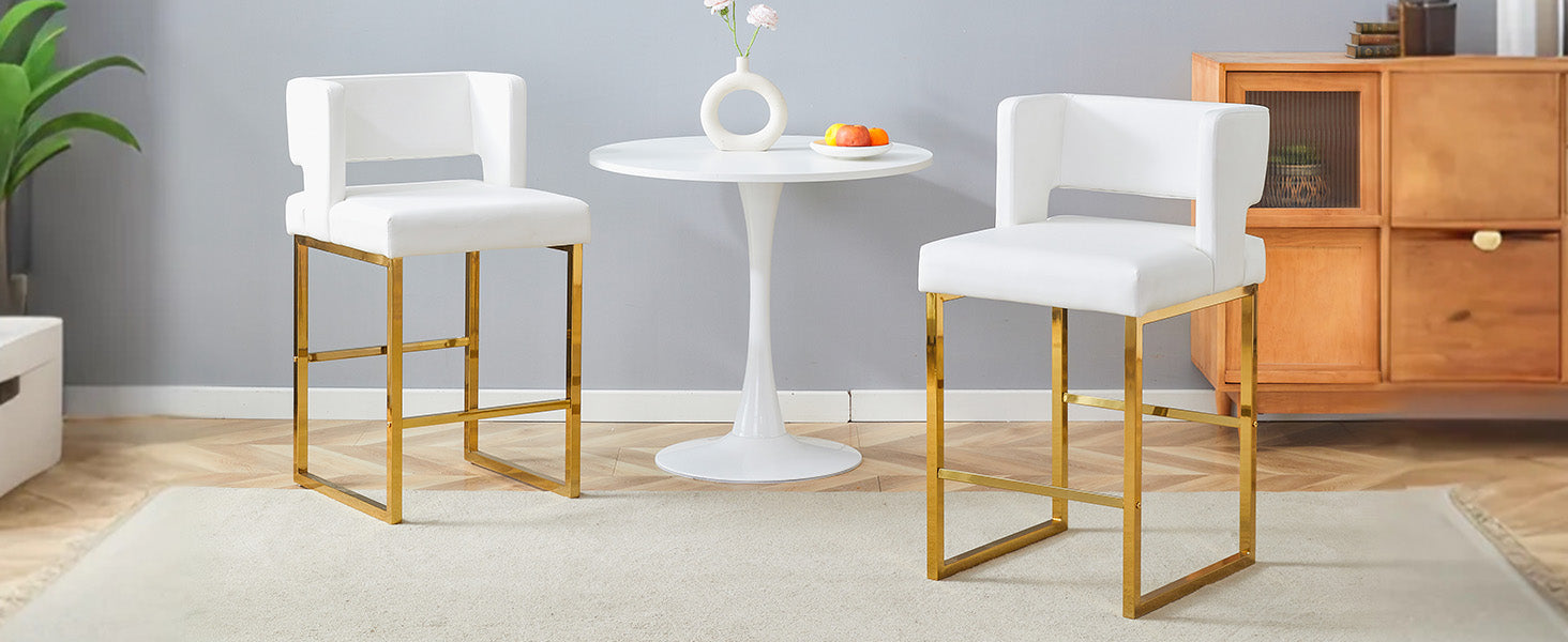 Bar Stools, Nordic Style Modern Square Design Gold Metal Legs, Multi-Color