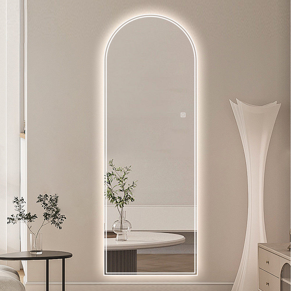 Arched Full-Length Mirror 165x50CM, LED Light, Dimmable 3-Color, Glass