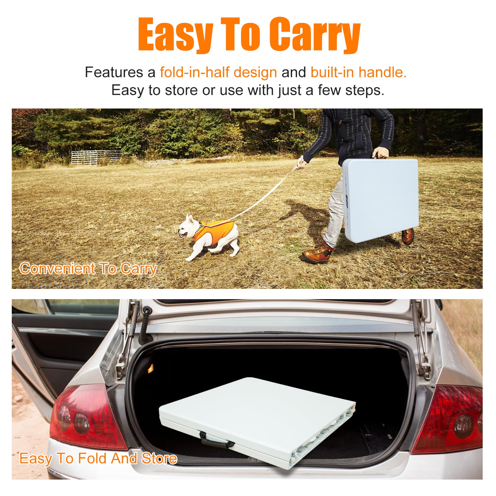 Folding Table 125cm Adjustable Height 135KG Capacity White