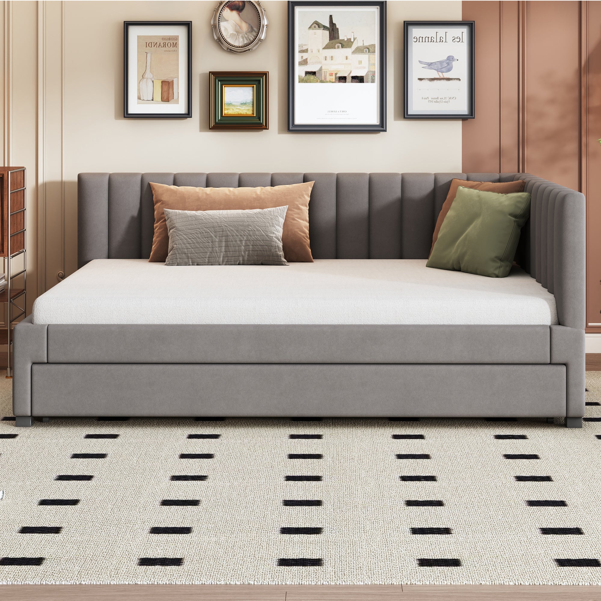 Upholstered Bed 140*200, Pull-Out Sofa Bed, Multifunctional, Velvet Gray