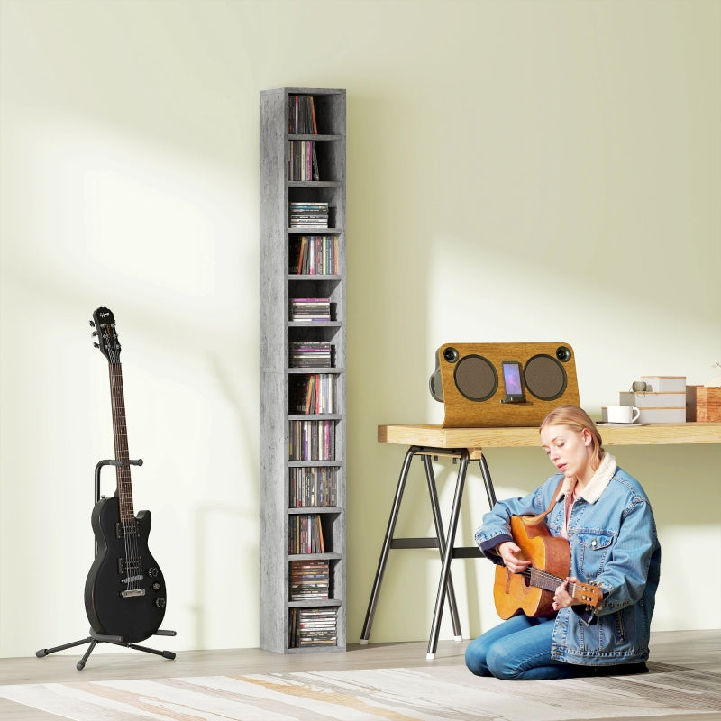 Media Storage Tower 204 CD Tall Narrow Cement Grey