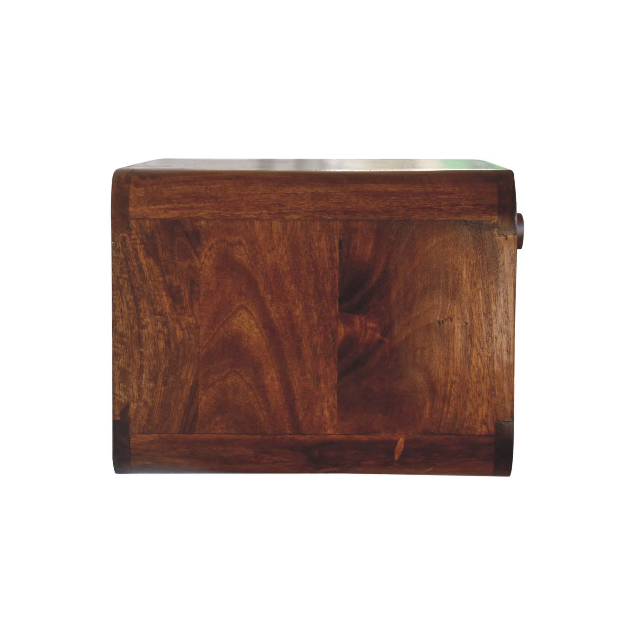 Solid Wood Wall Mounted Bedside, 1 Drawer, Open Woven, Dark Brown Chestnut