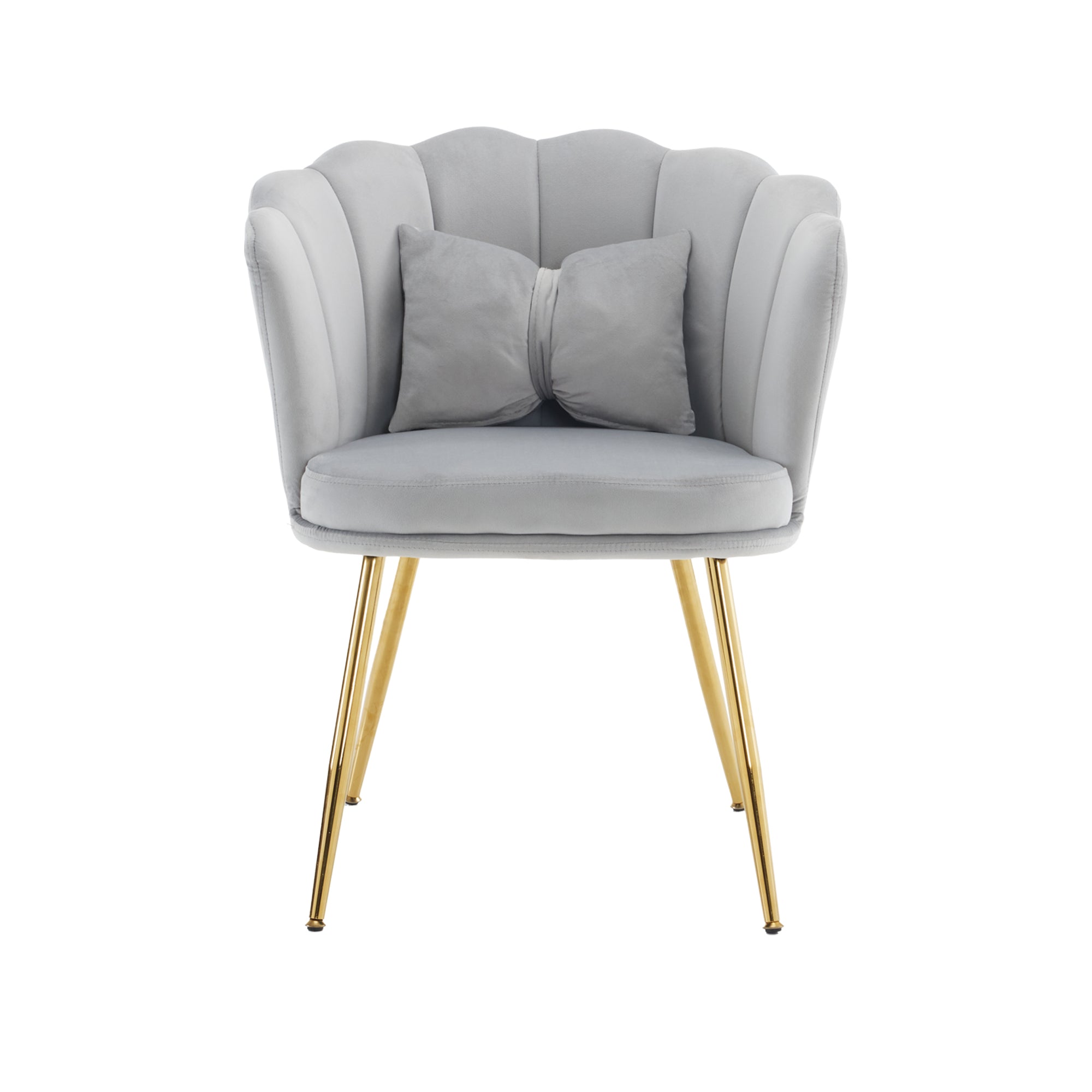 Velvet Chairs, Set of 2 Modern Upholstered with Petal Backs & Butterfly Cushions, Gold Metal Legs