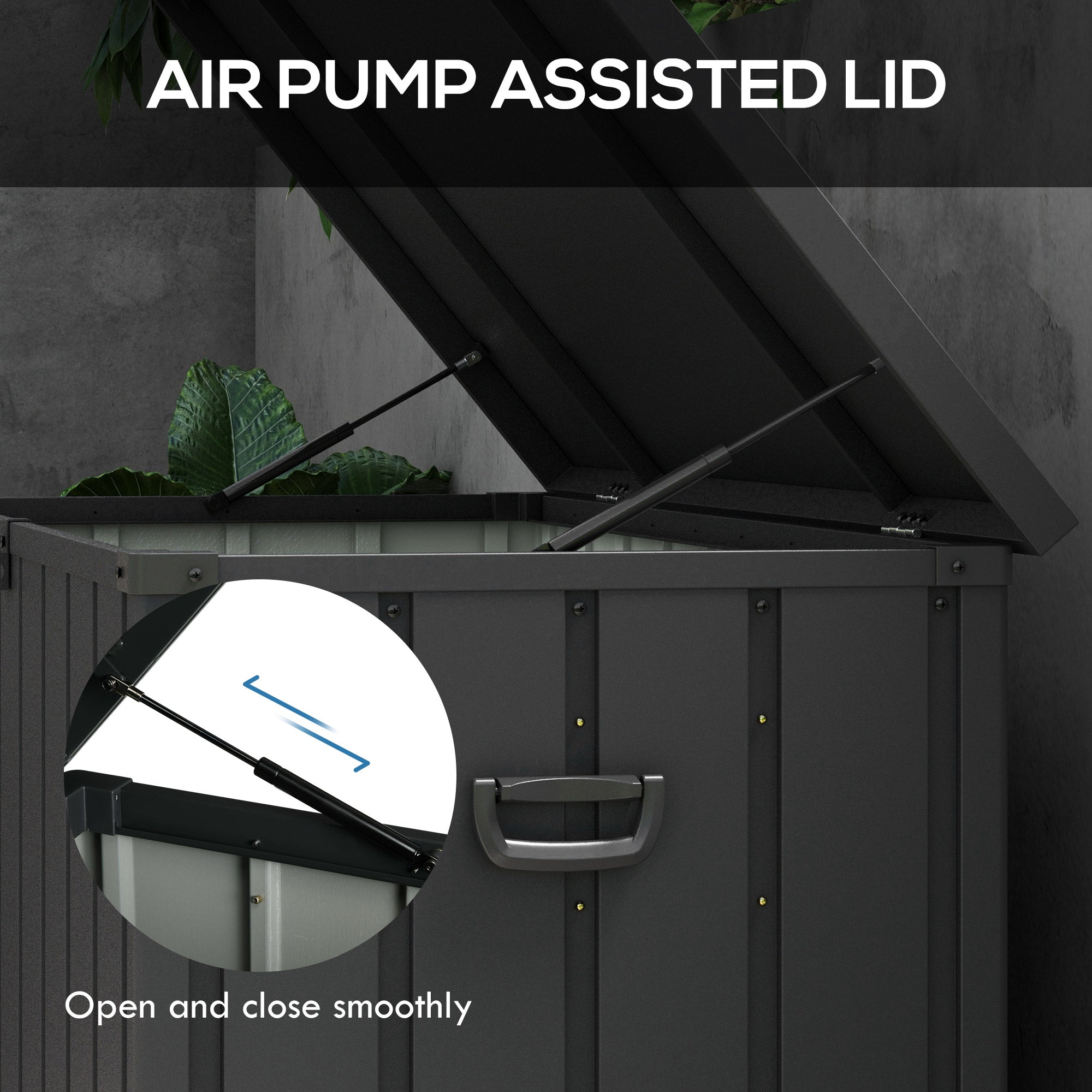 Garden Storage Box with Wheels, 450L Galvanised Steel - Dark Grey