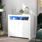 Chest of Drawers Sideboard - High Gloss LED Storage TV Stand - White