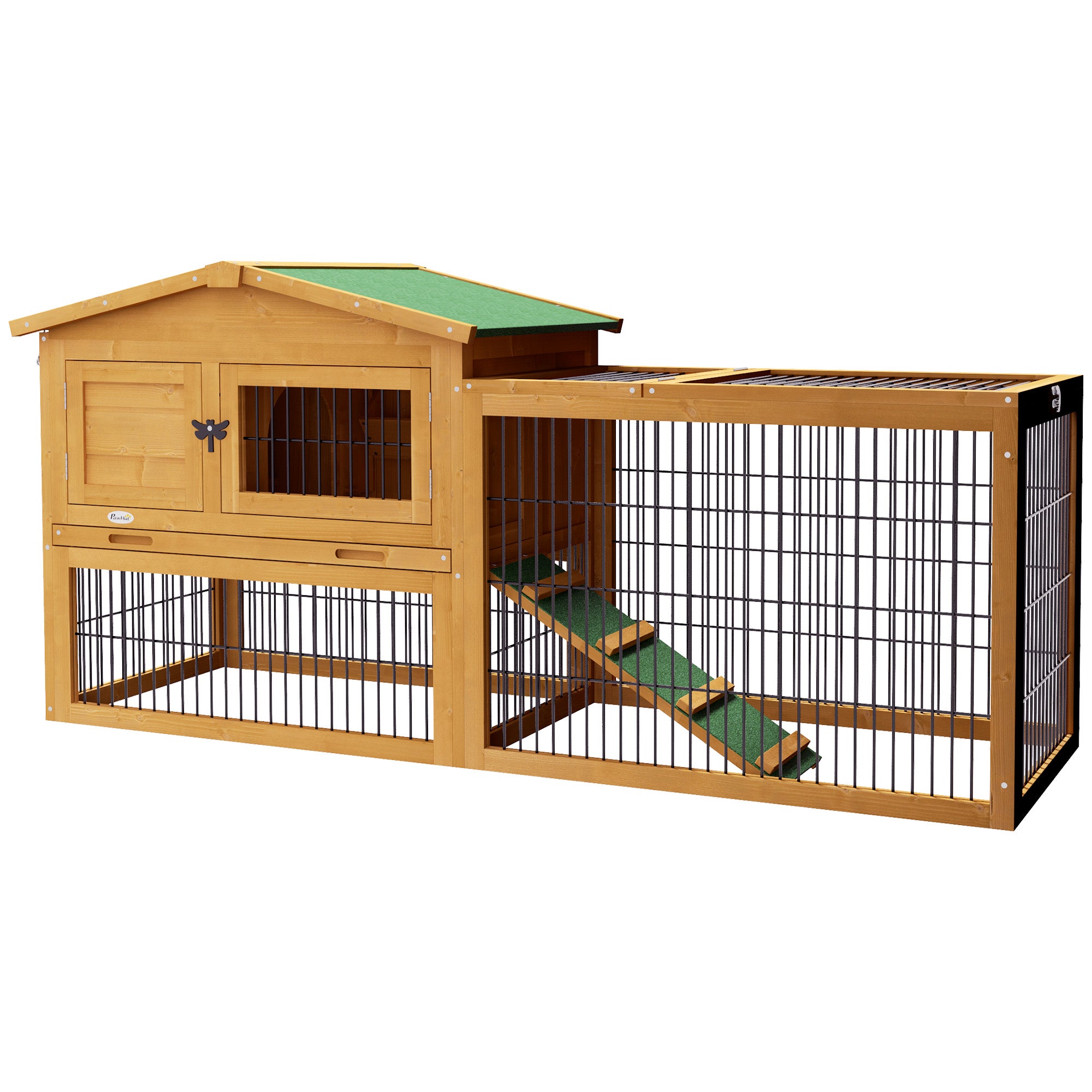 Rabbit Hutch 2 Levels, Outdoor Run, Fir Wood
